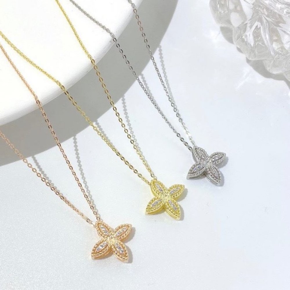 14kt GP Sterling Silver Clover Necklace